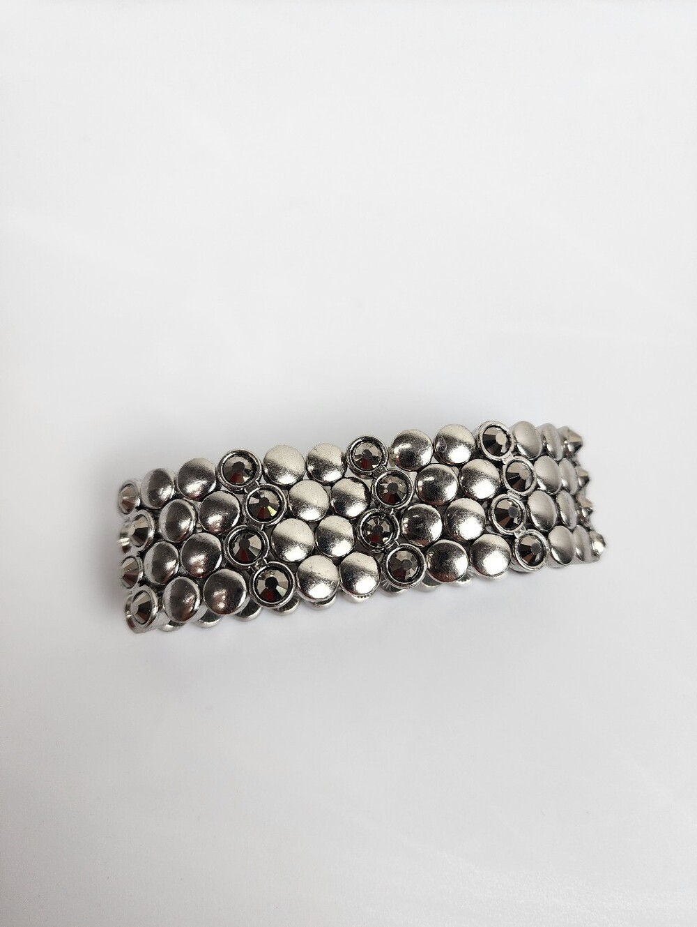 Silver Tone Rhinestones Stretch Bracelet - Women Jewelry - Picture 8 of 10
